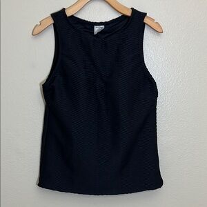 Lands' End Black Textured Sleeveless Tank Top